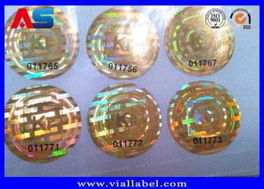 Gold Color Custom Holographic Stickers With Serial Number , Hologram Ready Seal For Anti Fake
