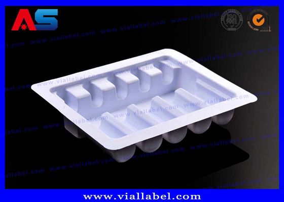 White / Blue / transparent  Plastic Blister Packaging For Glass Vials Packing With Embossing Logo