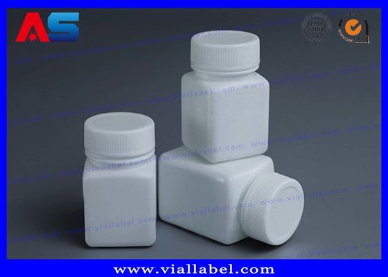 Pharmacy White 50ml Plastic Pill Bottles With Screw Cap Square Shape