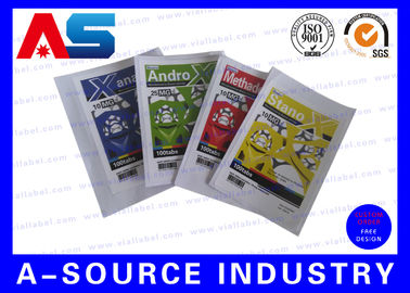 Custom 10ml Bottle Labels For Silver Zip Lock Aluminum Foil Pounch Printing glass vial labels