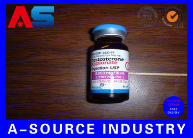 Bodybuilding Cypionate 200mg Pill Bottle Label With Laser Hologram Printing glass vial labels