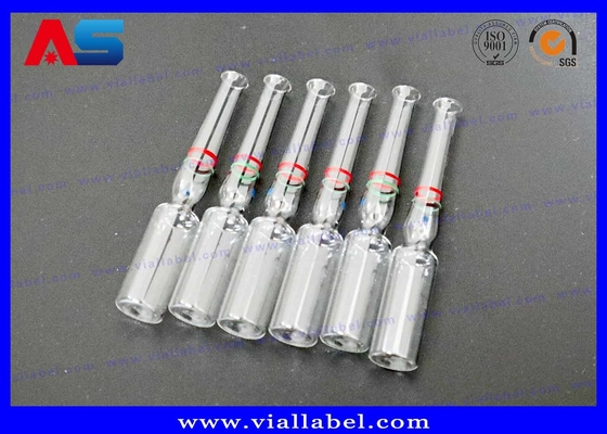 Clear Transparent Color Glass 1ml / 3ml / 5ml Ampoule With Decorated Rings