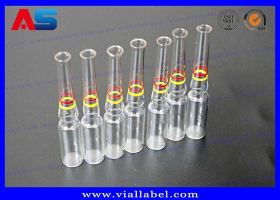Clear Transparent Color Glass 1ml / 3ml / 5ml Ampoule With Decorated Rings