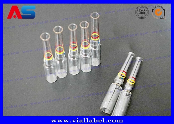 Clear Transparent Color Glass 1ml / 3ml / 5ml Ampoule With Decorated Rings