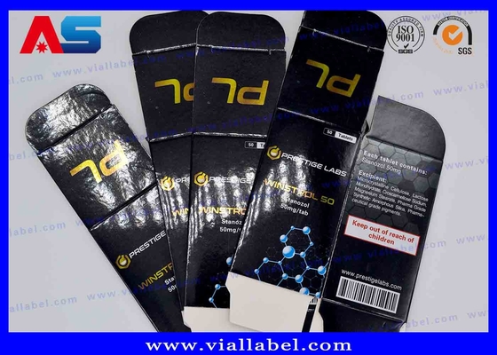 Glossy Gold Foil Tablet Paper Box Black Customized Printed Injection Oils 10ml Vial Boxes