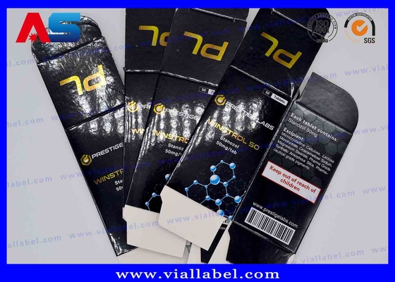 Glossy Gold Foil Tablet Paper Box Black Customized Printed Injection Oils 10ml Vial Boxes
