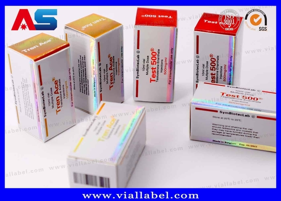 Printed Cardboard Storage 10ml Vial Boxes With Lids Bodybuilding Gels Gold Foil Packaging gold foil / hologram effect
