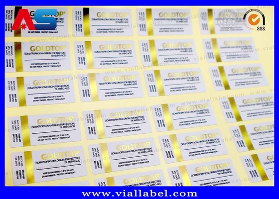 Strong Adhesive 10ml Vial Stickers Gold Foil Printing For Injection Lyophilized Peptides