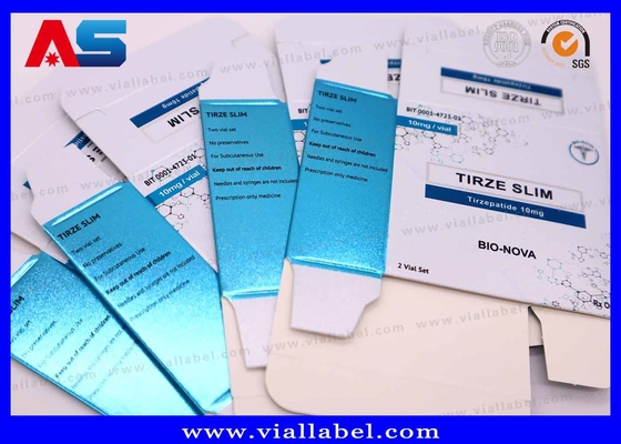 UV Matt Metallic Colors Pharmaceutical Tirzepatide Paper Box Label Trays For 2 Bottles Of 2ml