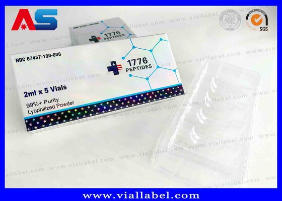 BPC Holographic Laser Small Box , Pharmaceutical Box For 2 Bottles 3ml Printing