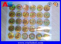 Gold Color Custom Holographic Stickers With Serial Number , Hologram Ready Seal For Anti Fake