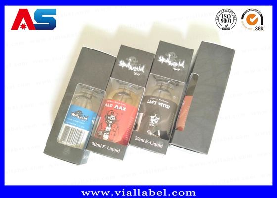 30ml Box Print e liq-uid Custom Small Packaging Boxes With Clear Window With Free Design Black Matt Finish