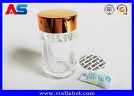 Transparent Acrylic Plastic Pill Bottles With Gold Caps  , Empty Tablet Bottles