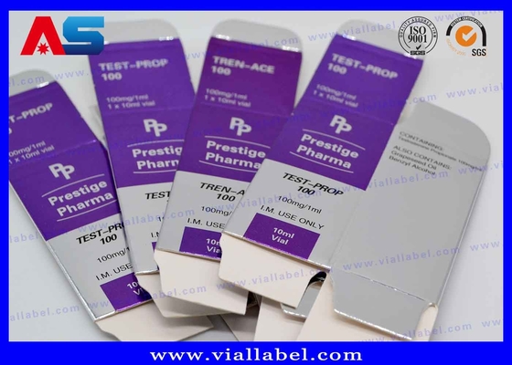 Stamping Hologram Foil Sterial 10ml Vial Boxes Bodybuilding Propionate / Custom Printed Pharma Medical Carton