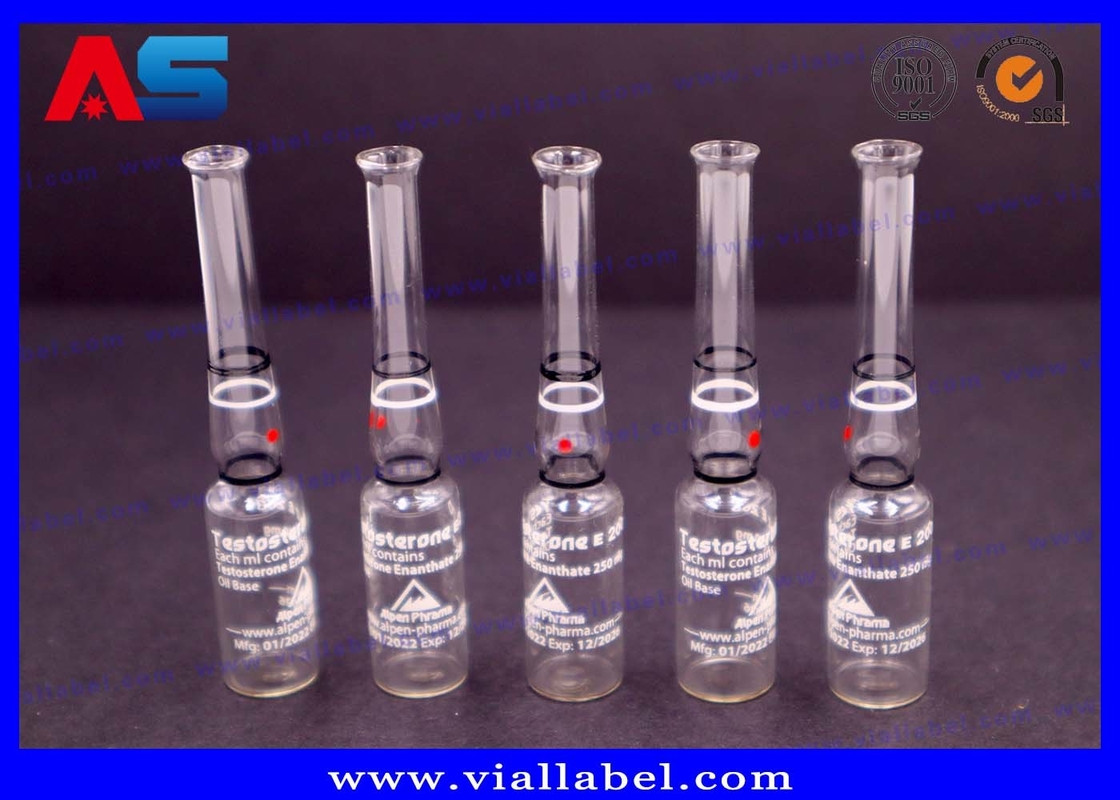 Custom Printing 1ml Bodybuilding Pharmaceutical Glass Ampoule Clear