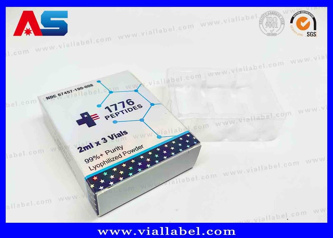 BPC Holographic Laser Small Box , Pharmaceutical Box For 2 Bottles 3ml Printing