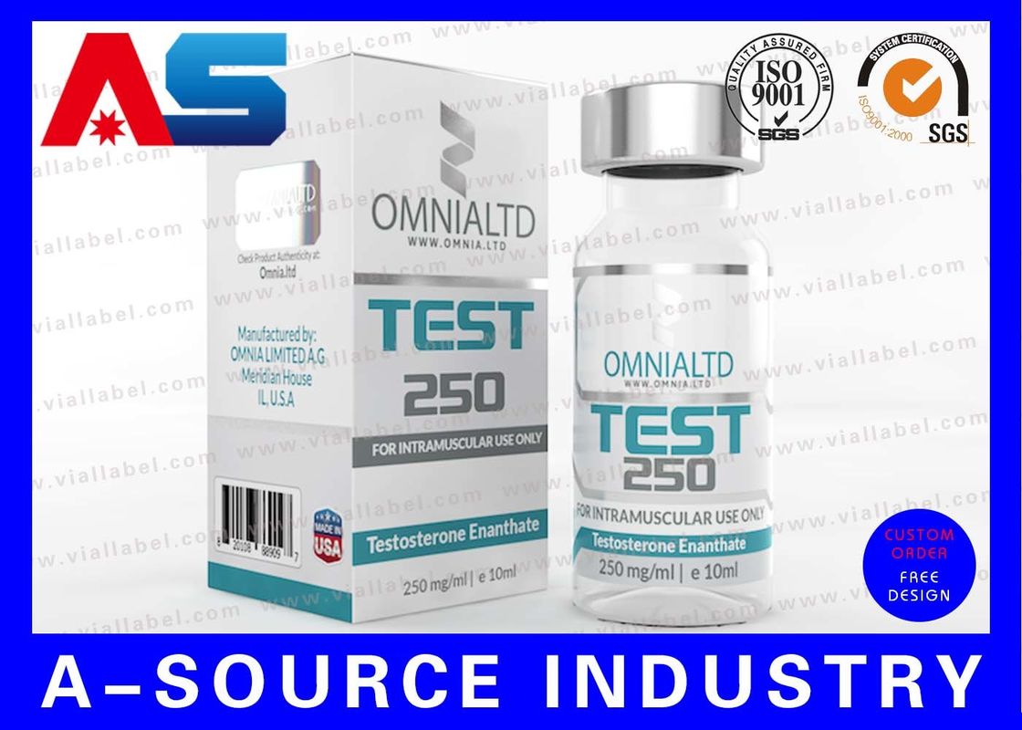 Testosterone Enanthate 250MG 10ml Vial Labels And Boxes With Glass Vial And Caps And Stoppers
