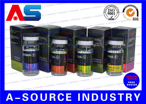 Medicine Storage 10ml Vial Boxes Bodybuilding Cardboard Hologram Laser Printing With Adhesive Label enanthate paper boxes