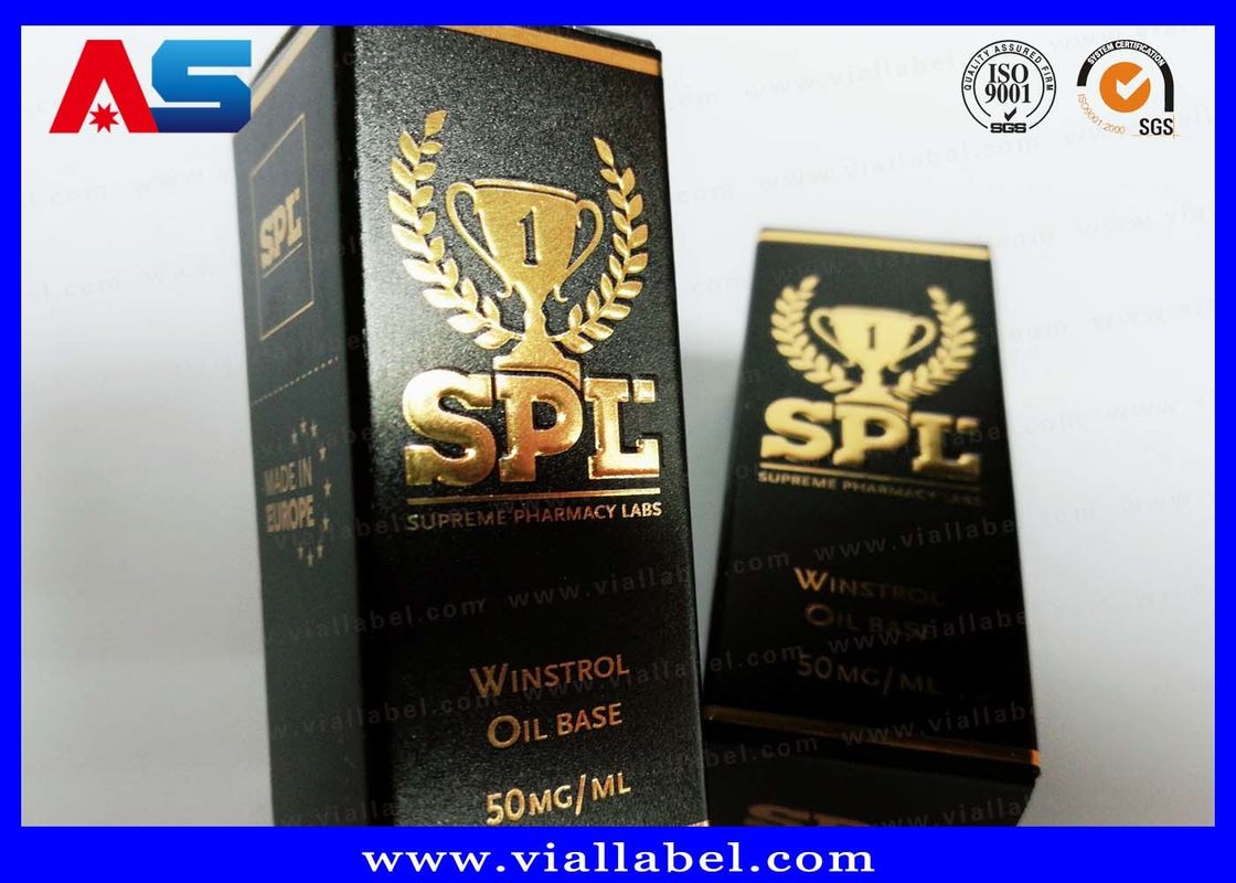 Printed Cardboard Storage 10ml Vial Boxes With Lids Bodybuilding Gels Gold Foil Packaging gold foil / hologram effect