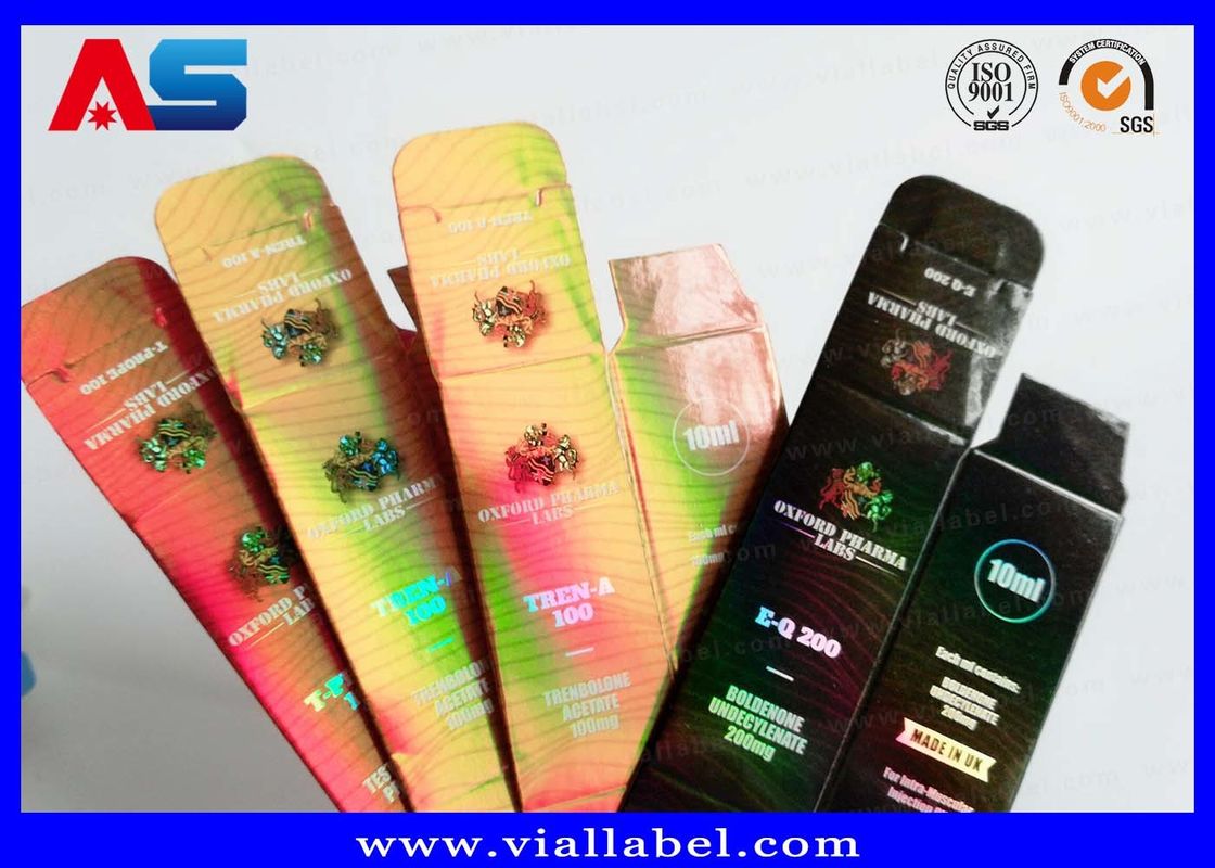 Cardboard Bodybuilding Phenylpropionate 10ml Bottle Boxes Printing Hologram Foil With Glossy Finish Embossing Logo