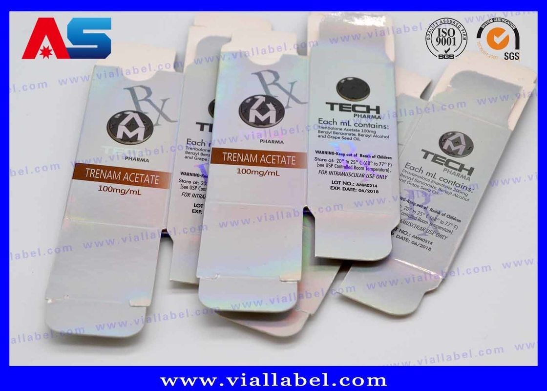 Embossing Foil Laser Hologram Printed 10ml Vial Boxes For Chemical Oil Solution pharmaceutical packaging boxes