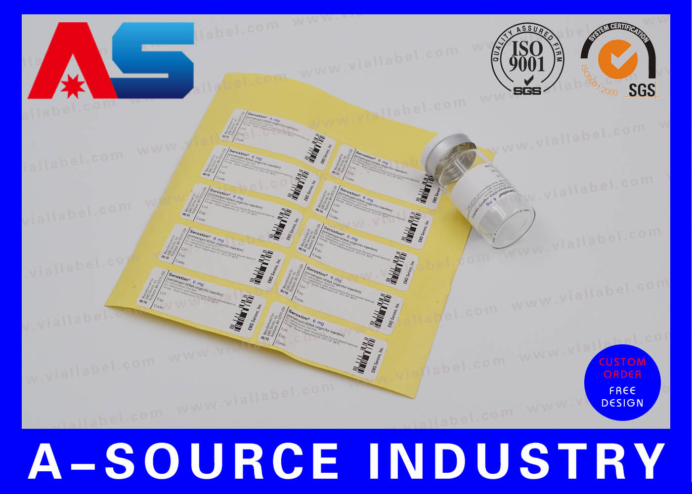 Screen With Inject Sticker Adhesive Anti-Fake Paper 2ml Stickers For Somatropin DNA Origin Sterial ...