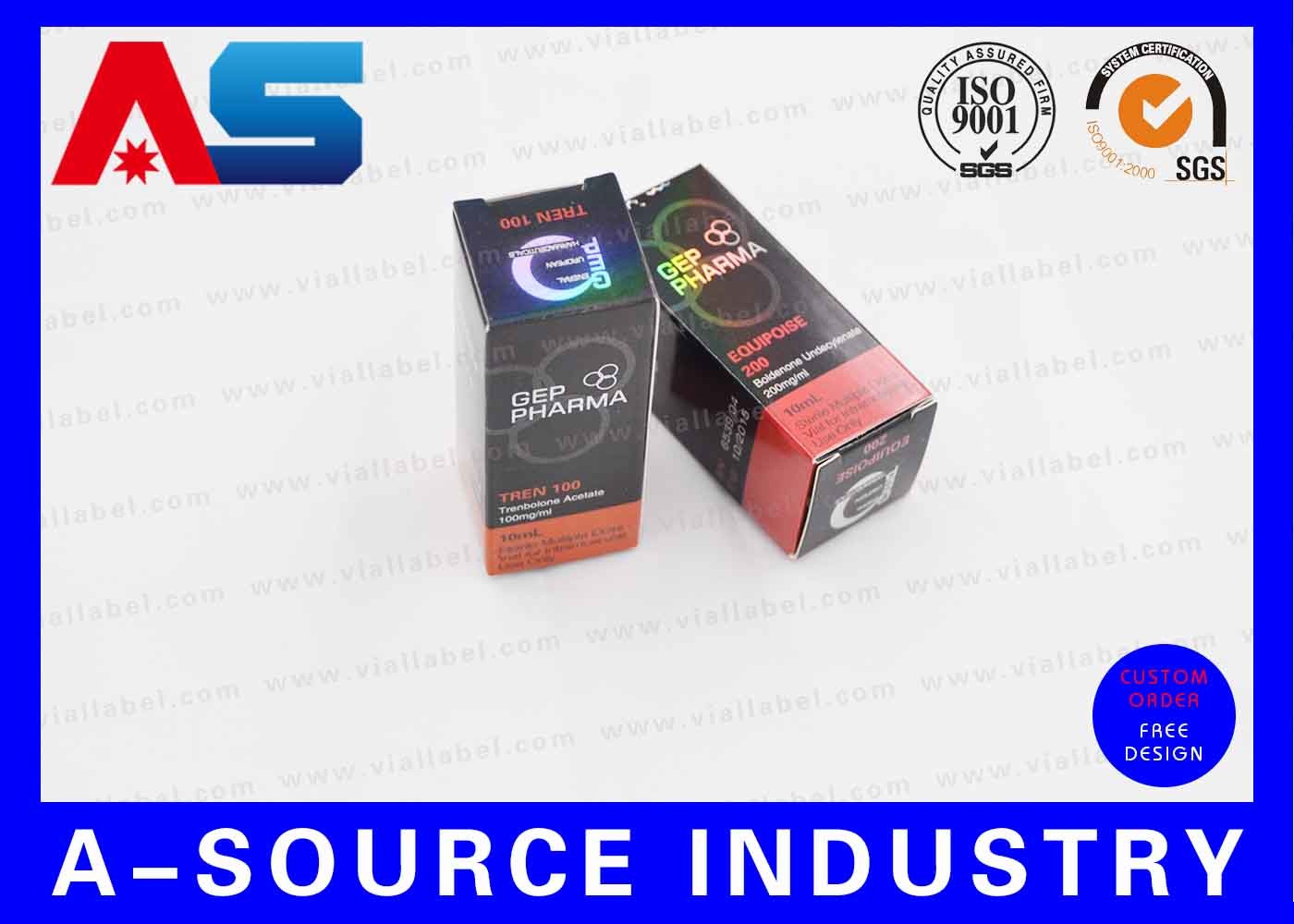 Small Packing Box Carton 10ml Vial Box Hologram For Peptide Laboratory ...