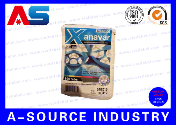 Anavar 60 Tablets Oral Peptide Custom Printed Zip Lock Aluminum Plastic Bags Printing With Security Hologram