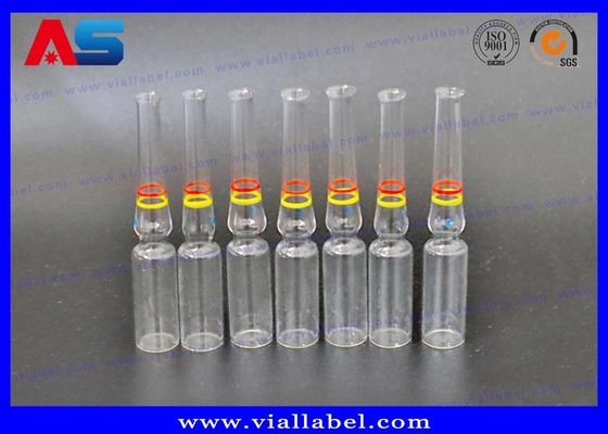 Clear Transparent Color Glass 1ml / 3ml / 5ml Ampoule With Decorated Rings