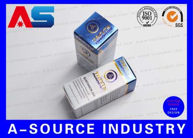 Customize Carton 10ml Vial Boxes Gold Foil Embossed Metalic Blue Color UV Matt Printing